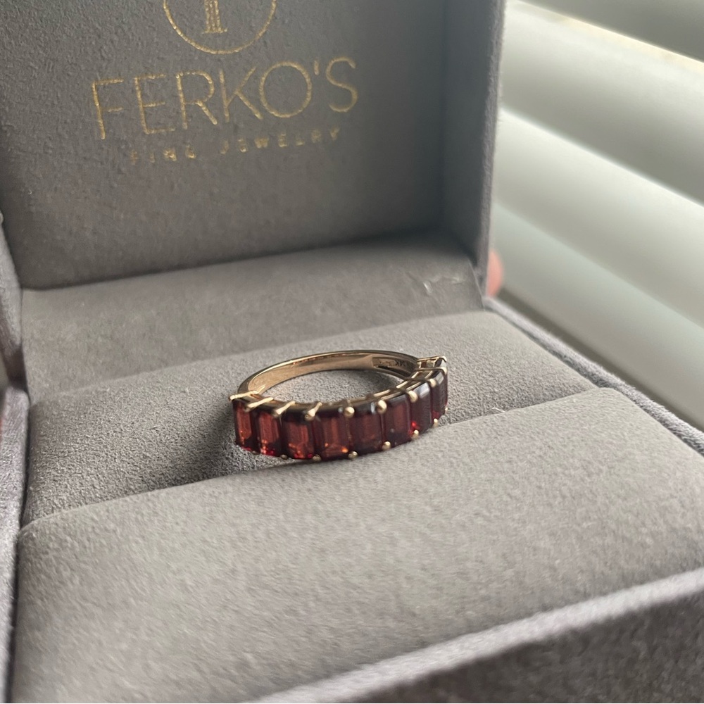 14k Emerald Cut Garnet Nine Stone Ring 3.00ctw